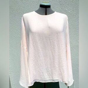 Sheer Reitman’s Pastel Peach Women’s Blouse With Decorative Ties on Sleeves XL